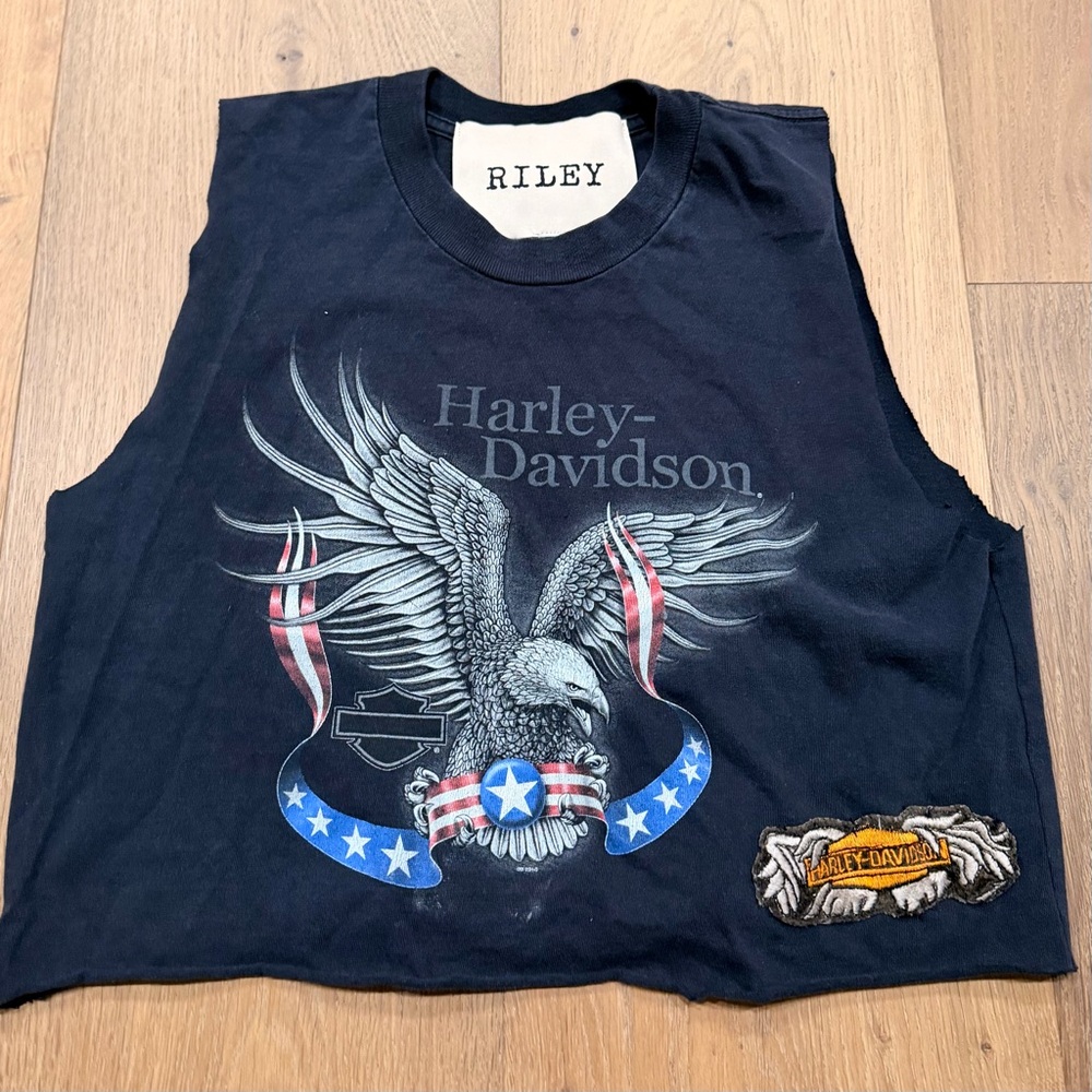 Authentic Harley-Davidson Cropped Muscle Black Tank Top